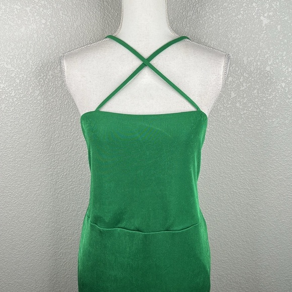 Wild Fable Kelly Green Y2K 90's Special Occasion Prom Maxi Slip Dress Size Large - Picture 2 of 8